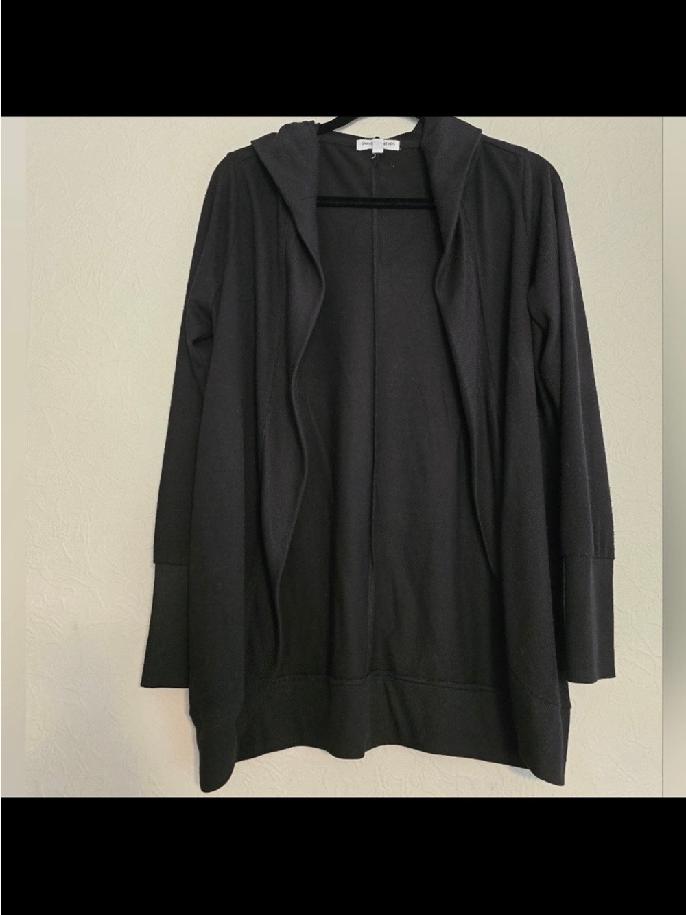 Grayson Threads Black Hooded Open-Front Cardigan